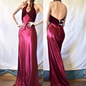 Vintage red velvet silk gown